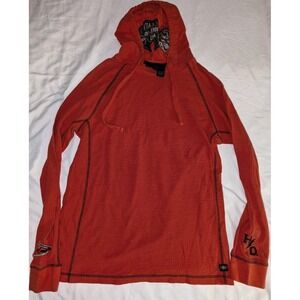 Harley Davidson Women's Large  Cotton Orange Hooded Sweatshirt Fist Graphic Hood